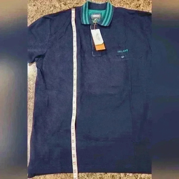 Men's Irlanda Ireland Navy/Green Polo Short Sleeve Shirt Size L - Picture 7 of 8